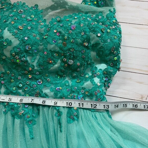 Hanna S Pre- Owned Aqua Mini Party Dress size 8 - Picture 4 of 13